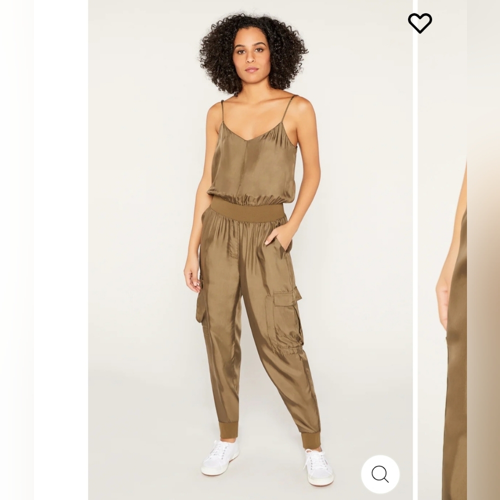 Cinq A Sept Twill Amia Jumpsuit In Olive Green Size XS Womens Designer Luxury